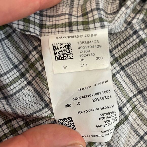 Hugo Boss Slim Fit Gray plaid cotton shirt sz S - Picture 5 of 6